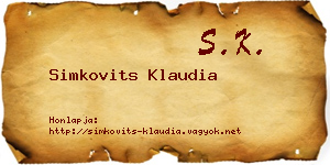 Simkovits Klaudia névjegykártya
